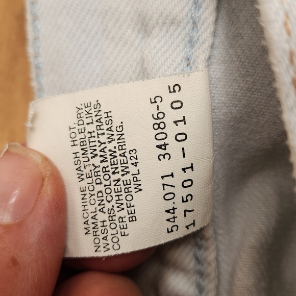 Levi's 501 whitewash jeans mid rise stained women's size 13 Button fly - Picture 10 of 13
